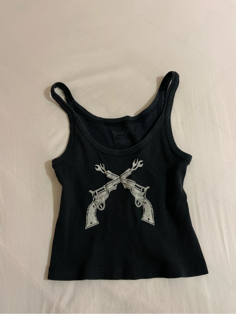 Brandy Melville Tank Top with Crossed Revolver Graphic